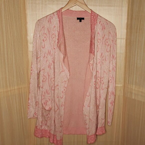 Cupio Women’s Pink Cream White Open Front Thin Soft Cardigan Medium - Picture 1 of 6